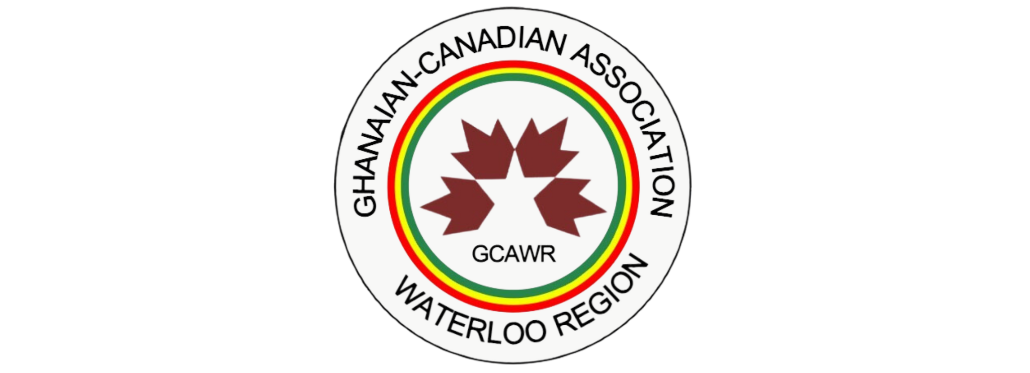 Logo of the Ghanaian-Canadian Association of Waterloo Region (GCAWR) with three red maple leaves in the center and text surrounding it in a white oval. Toronto Caribana Carnival: Ultimate Guide to Caribana Festival Events